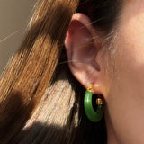 Natalie — Green Jade Hoop Earrings