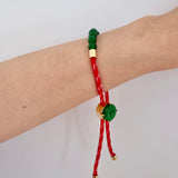 Paracord — Jade Slider Bracelet in Red