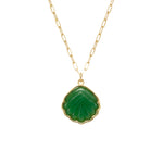 Shell — Green Jade Stone Pendant Necklace