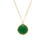 Shell — Green Jade Stone Pendant Necklace