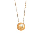 Sol 14mm Golden South Sea 14K Gold Solitaire Pearl Necklace