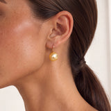 Sol 12mm Golden South Sea 14K Gold Solitaire Pearl Earrings