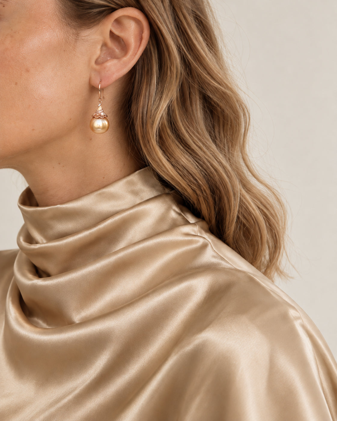 seree Tulip Golden South Sea Pearl Drop Earrings 0