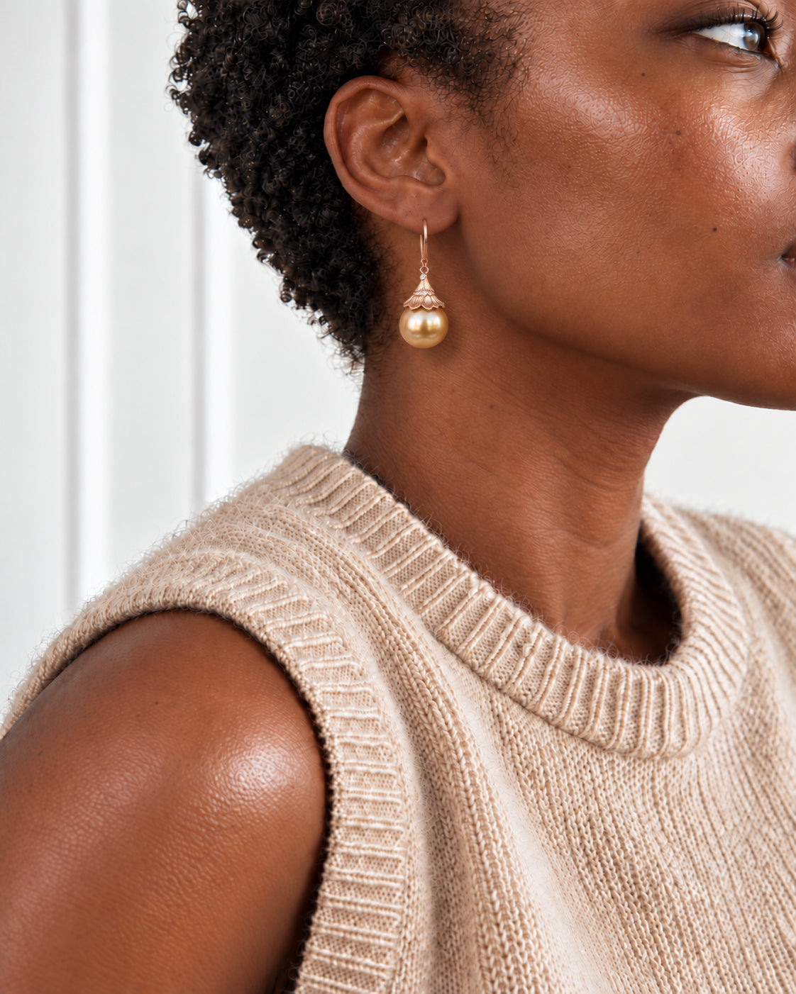 seree Tulip Golden South Sea Pearl Drop Earrings 6