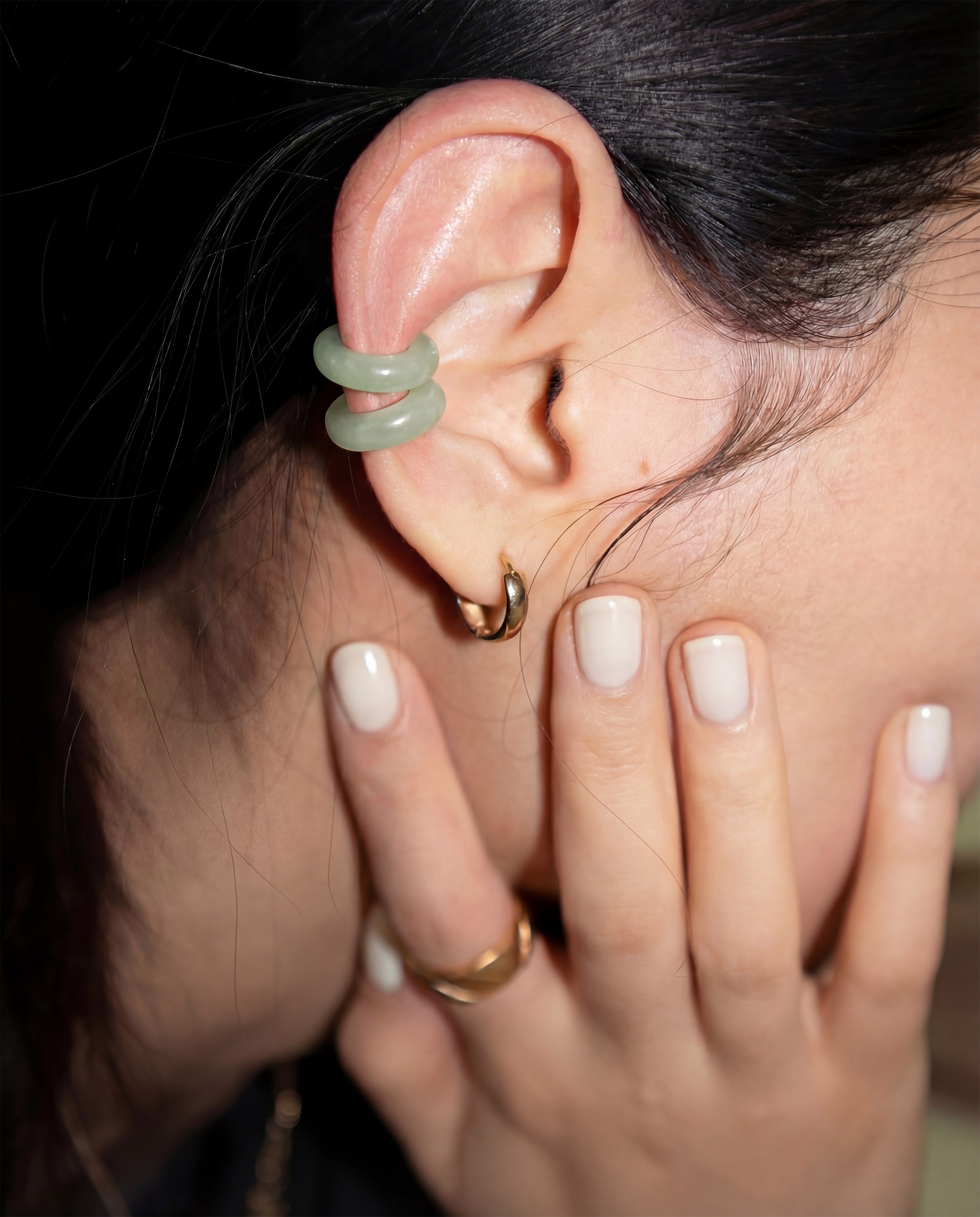 seree-Abby — Single Jade Cuff Earring in Pale Green