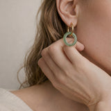 Amelie Skinny — Jade Stone Hoop Earrings in Green