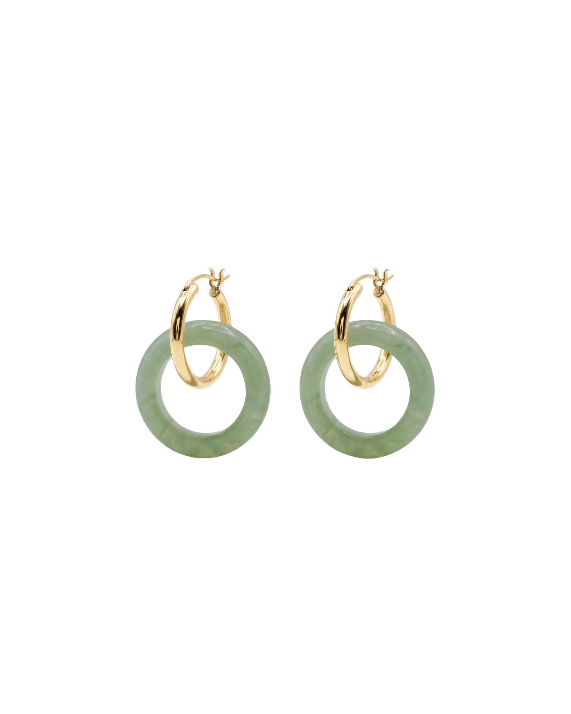 seree - Amelie Skinny — Jade Stone Hoop Earrings