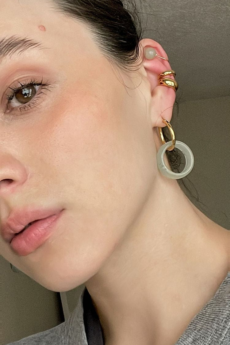 seree - Amelie Skinny — Jade Stone Hoop Earrings