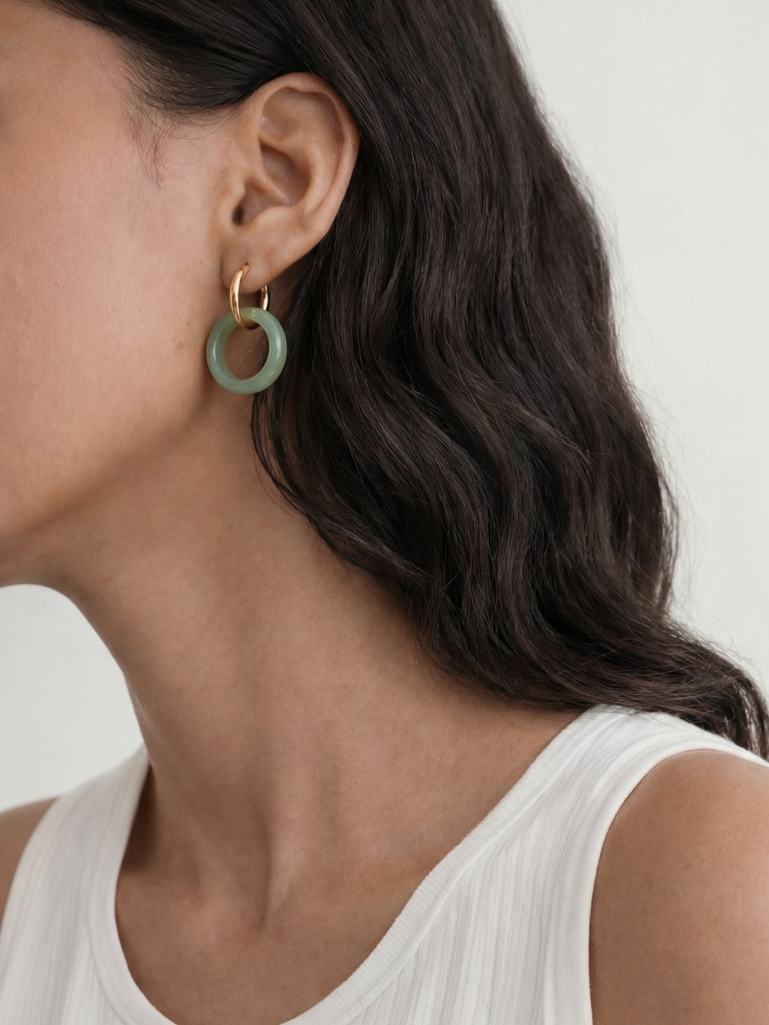 seree - Amelie Skinny — Jade Stone Hoop Earrings