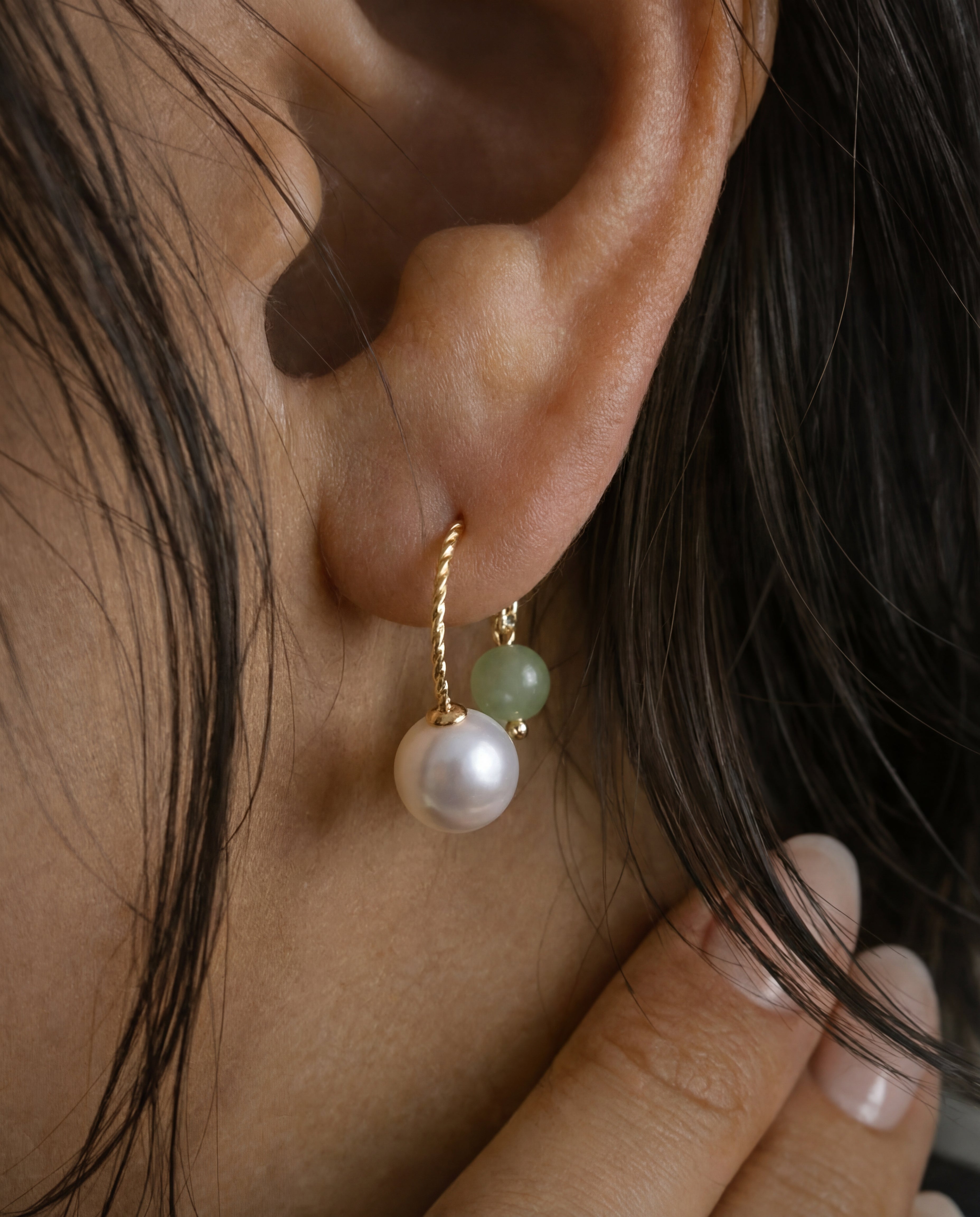 seree - Ana — Pearl Jade Thread Earrings