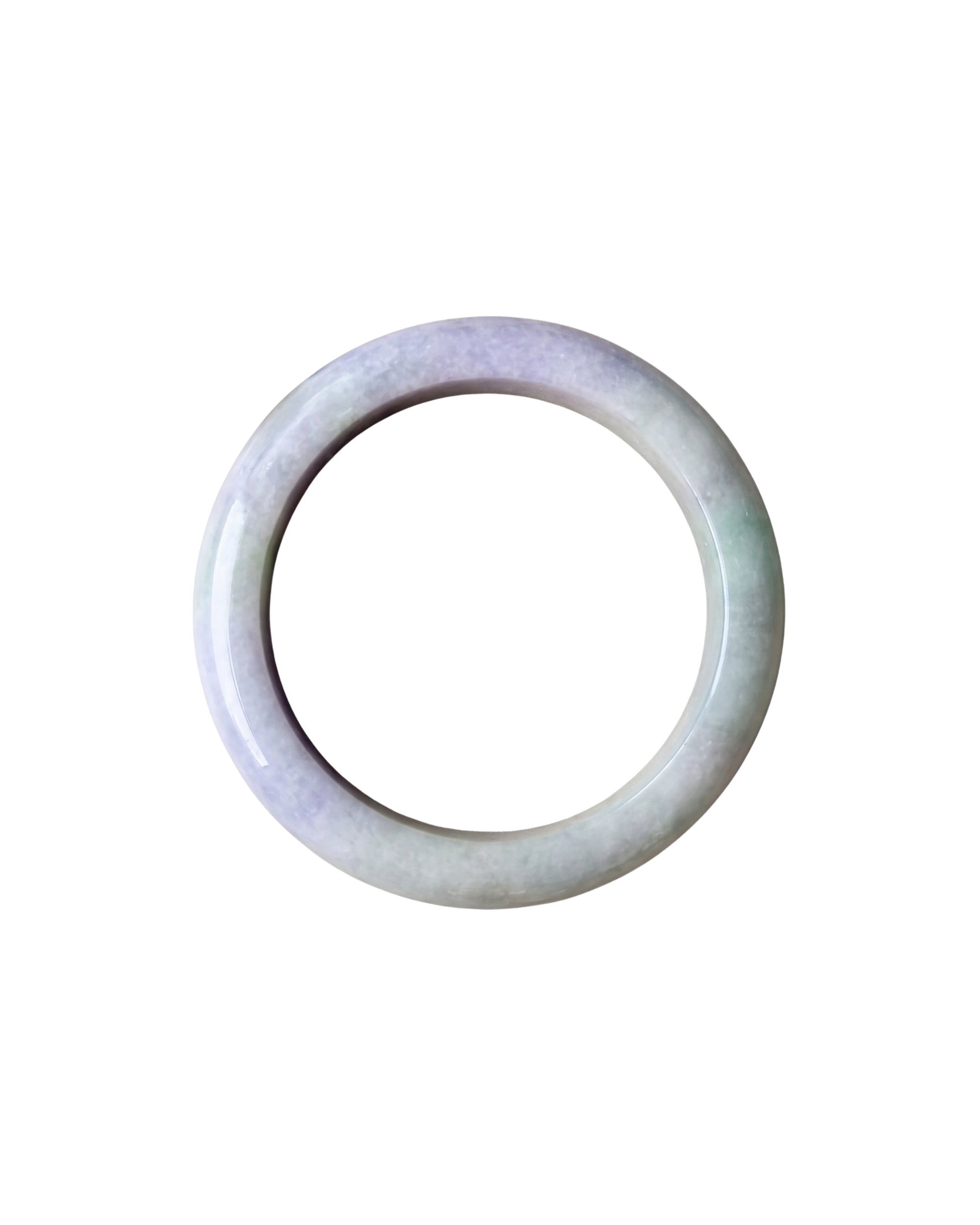A smooth, polished circular bangle bracelet with a soft lavender-purple and pale green iridescent sheen, shown against a plain white background.