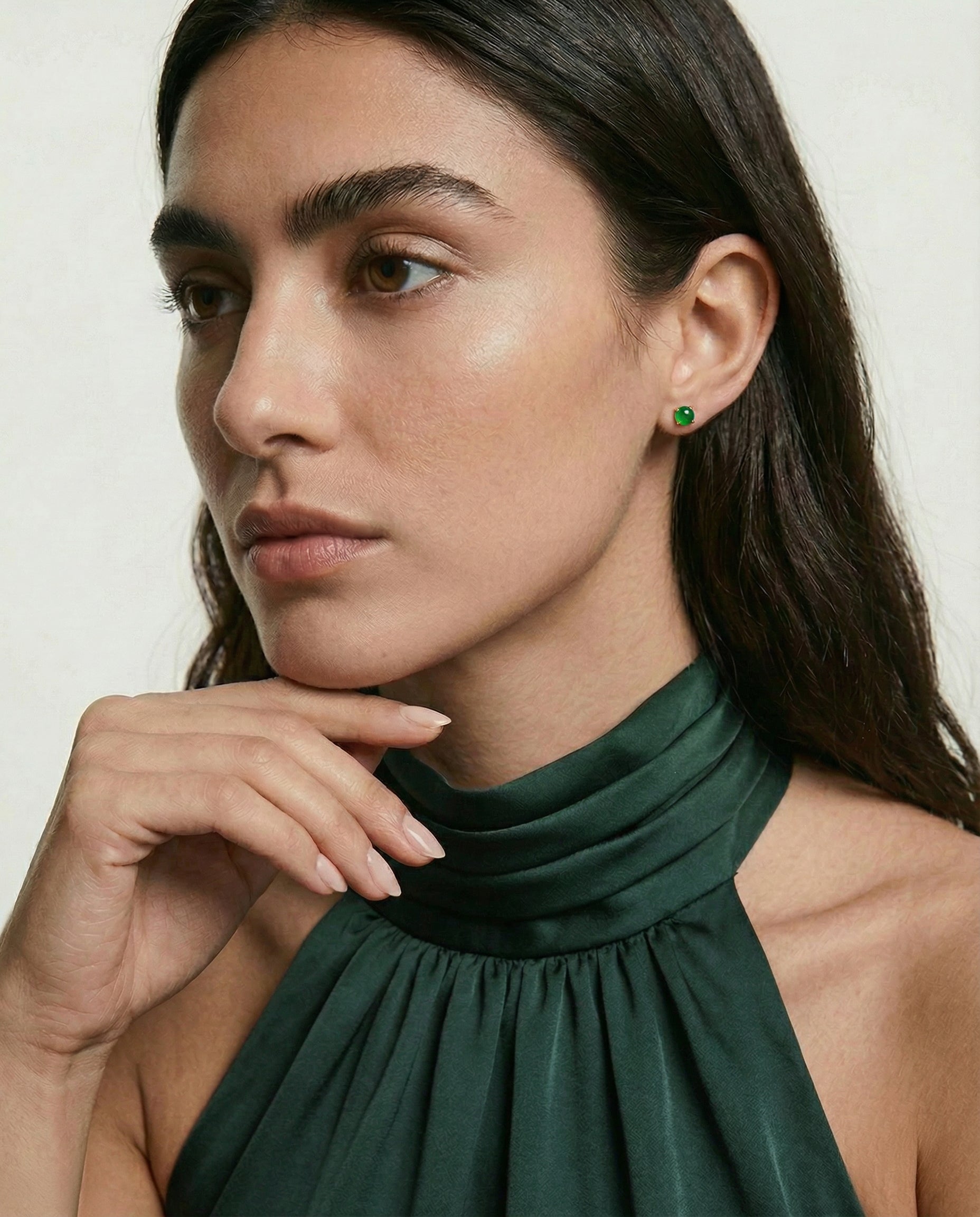 seree - seree Atelier | Remi — Imperial Green Jade Stud Earrings