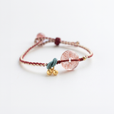 Baby Collection | Cherry Charm — Pink Strawberry Quartz Woven Baby Bracelet/Anklet