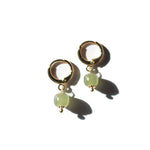 seree - Berry — Small Hoop With Green Bead Earrings