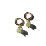 seree - Berry — Small Hoop With Green Bead Earrings