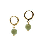 seree - Berry — Small Hoop With Green Bead Earrings