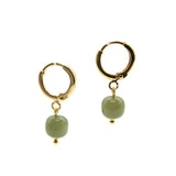 seree - Berry — Small Hoop With Green Bead Earrings
