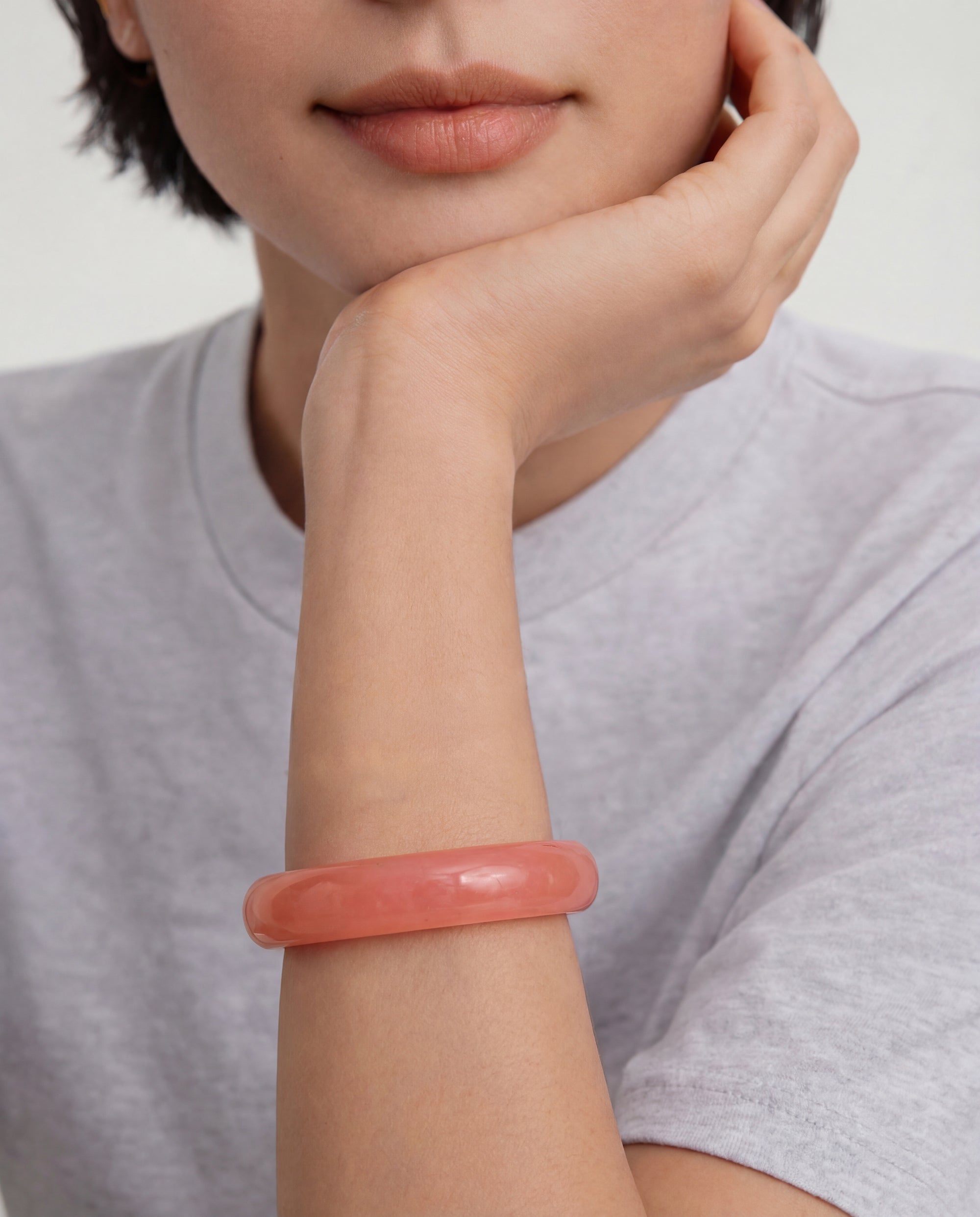 seree - Silk Collection | Blush — Pink Jade Stone Bangle
