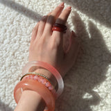seree - Blush Skinny — Pink Skinny Round Jade Stone Bangle
