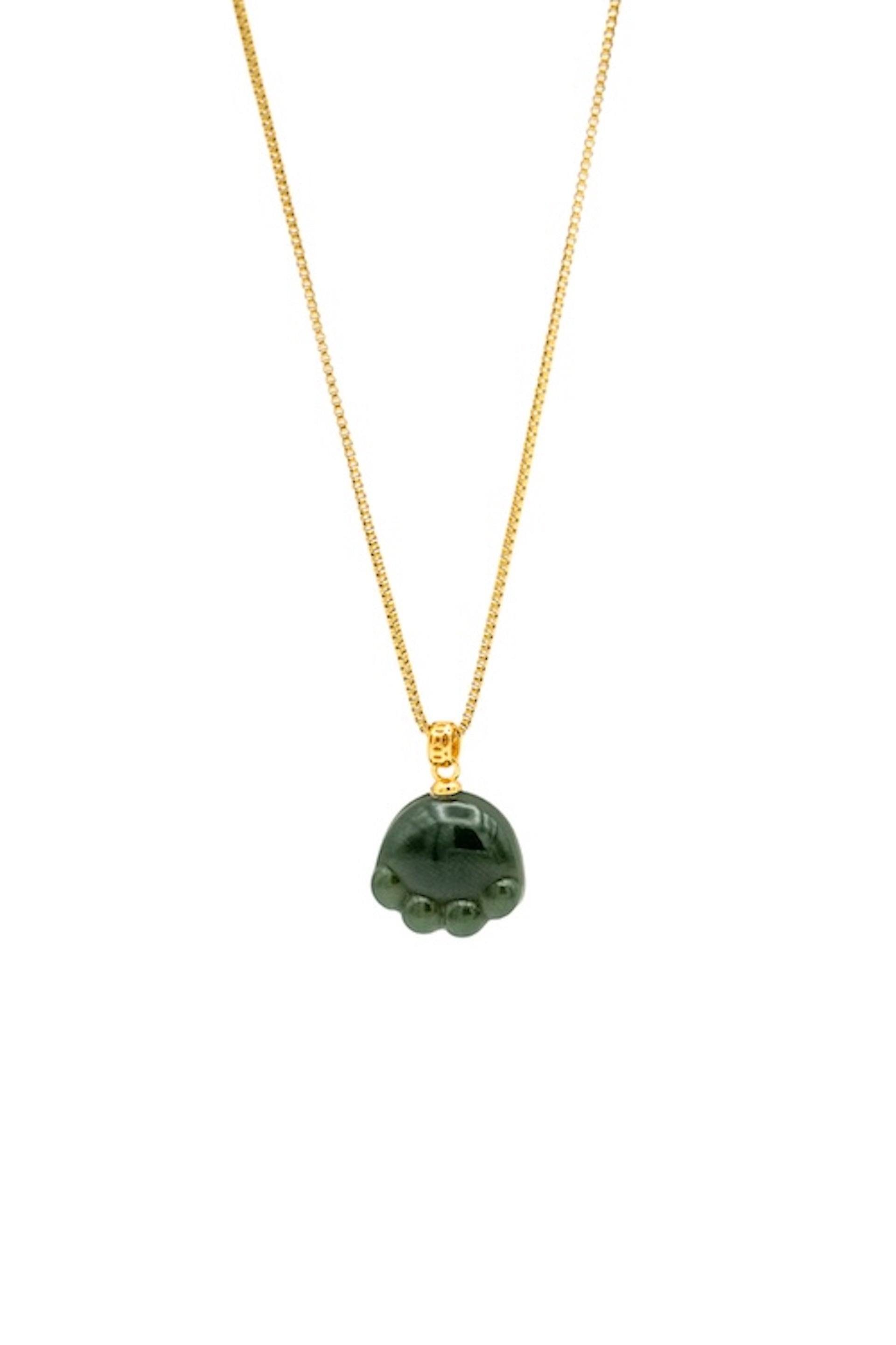 seree - Cat Paw II — Green Jade Pendant Necklace