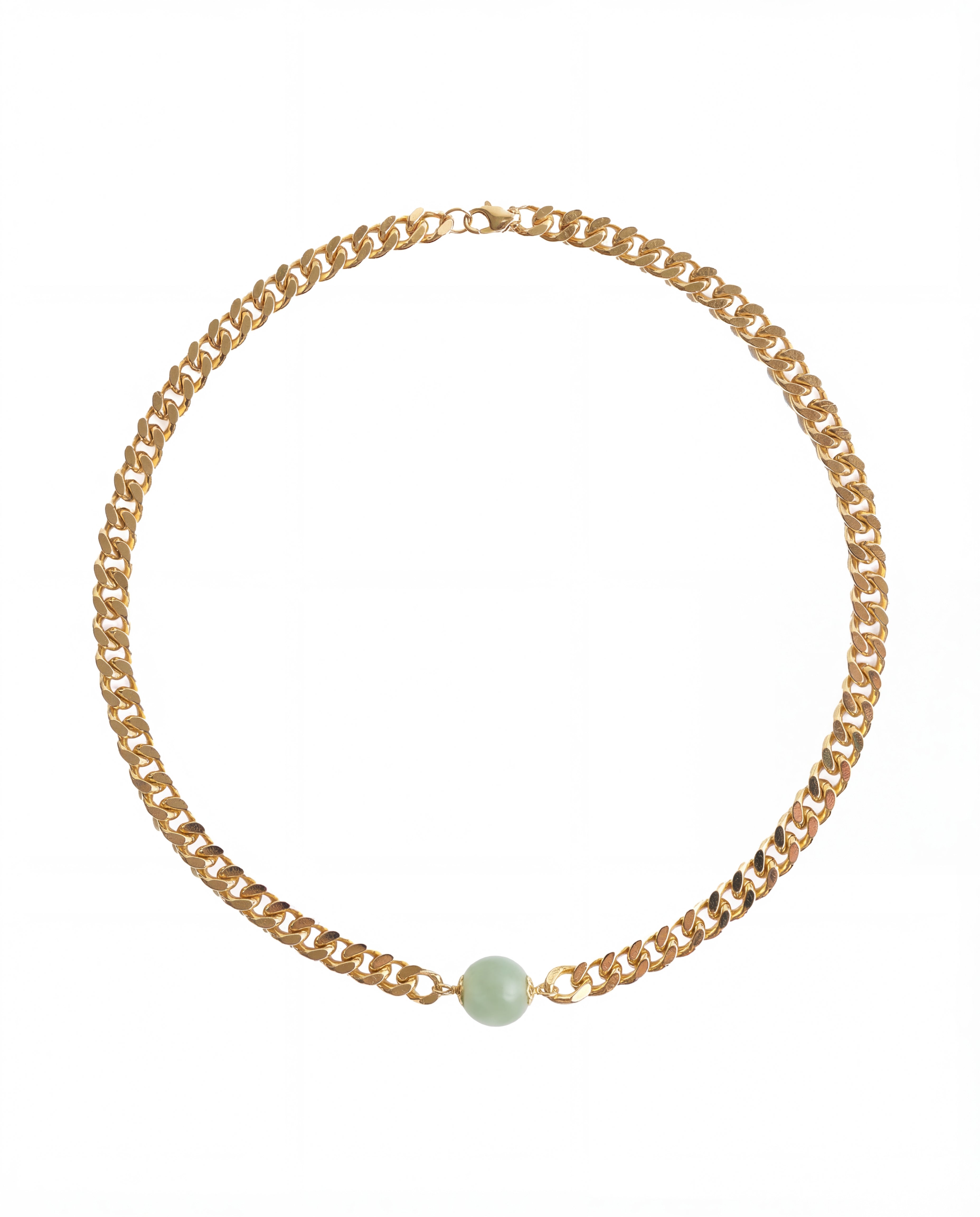 seree Charlotte — Green Jade Gold Chain Necklace