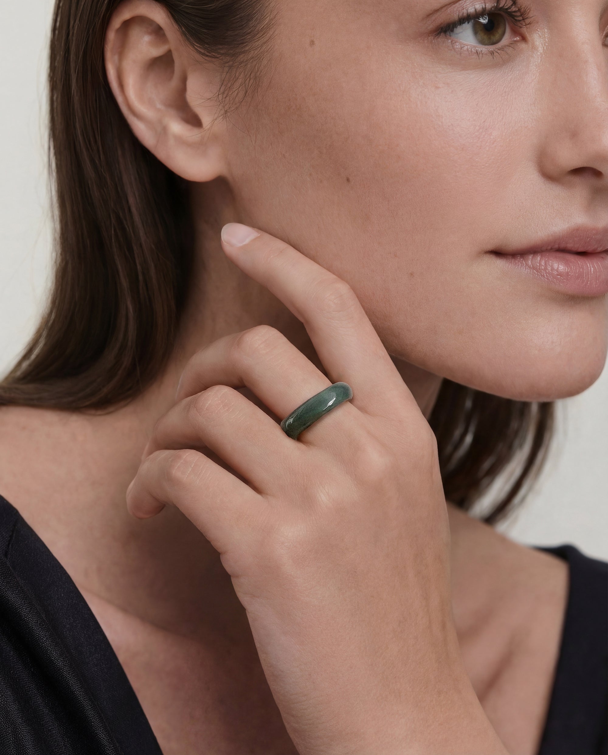 seree - Chess — Light/Dark Cyan Jade Ring