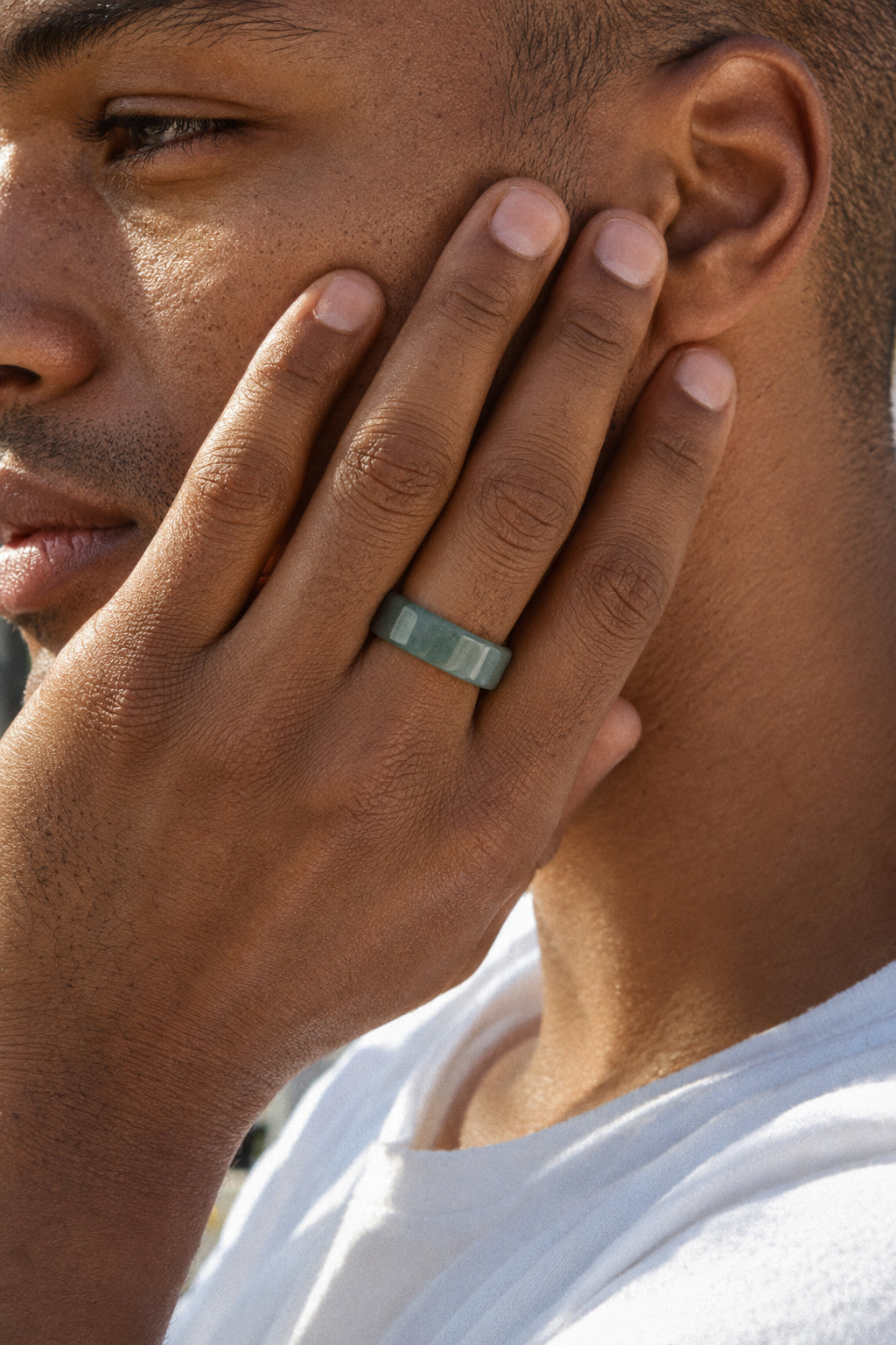 seree chess jadeite dark cyan jade ring mens