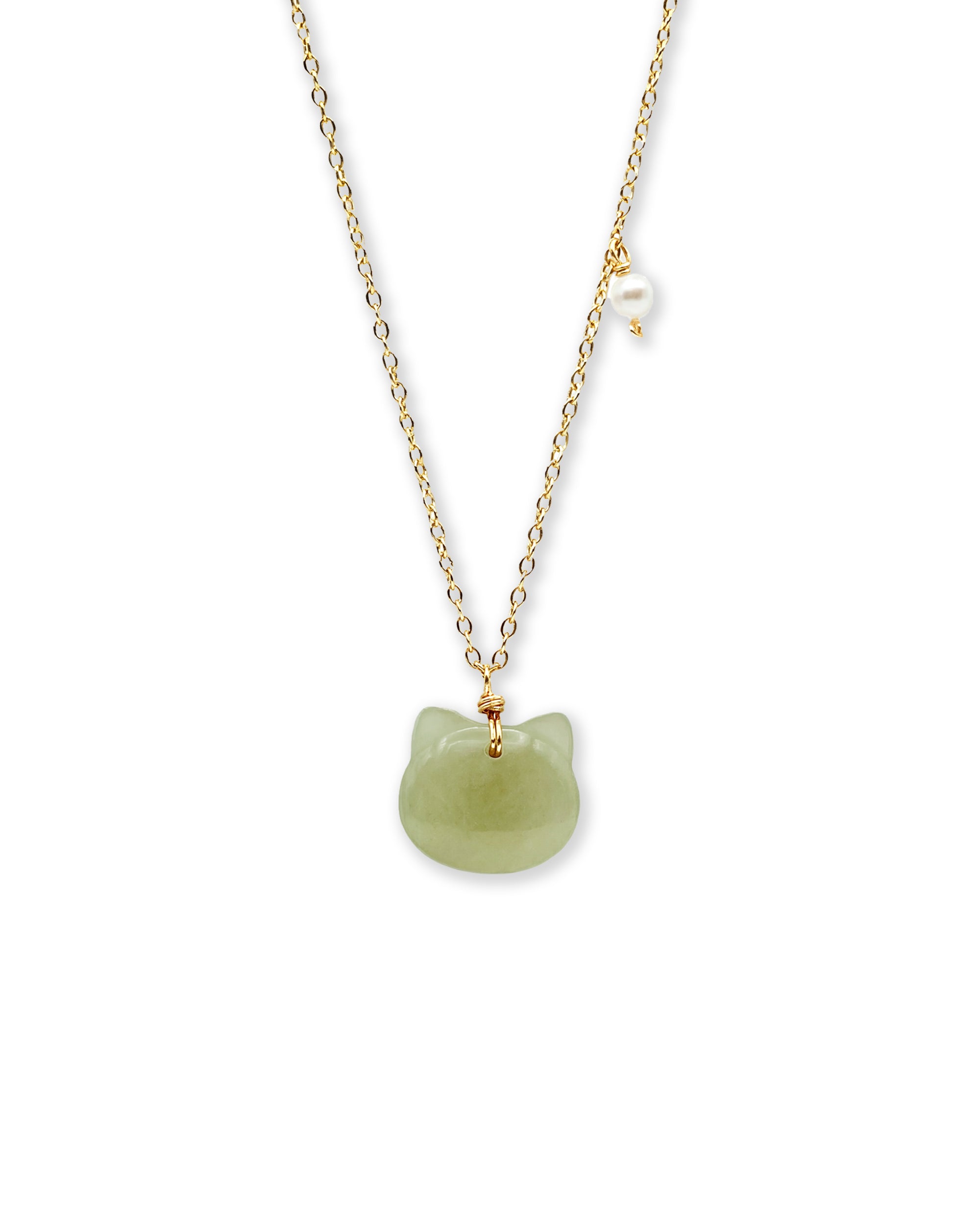 seree - Choupette — Cat Green Jade Pendant Necklace