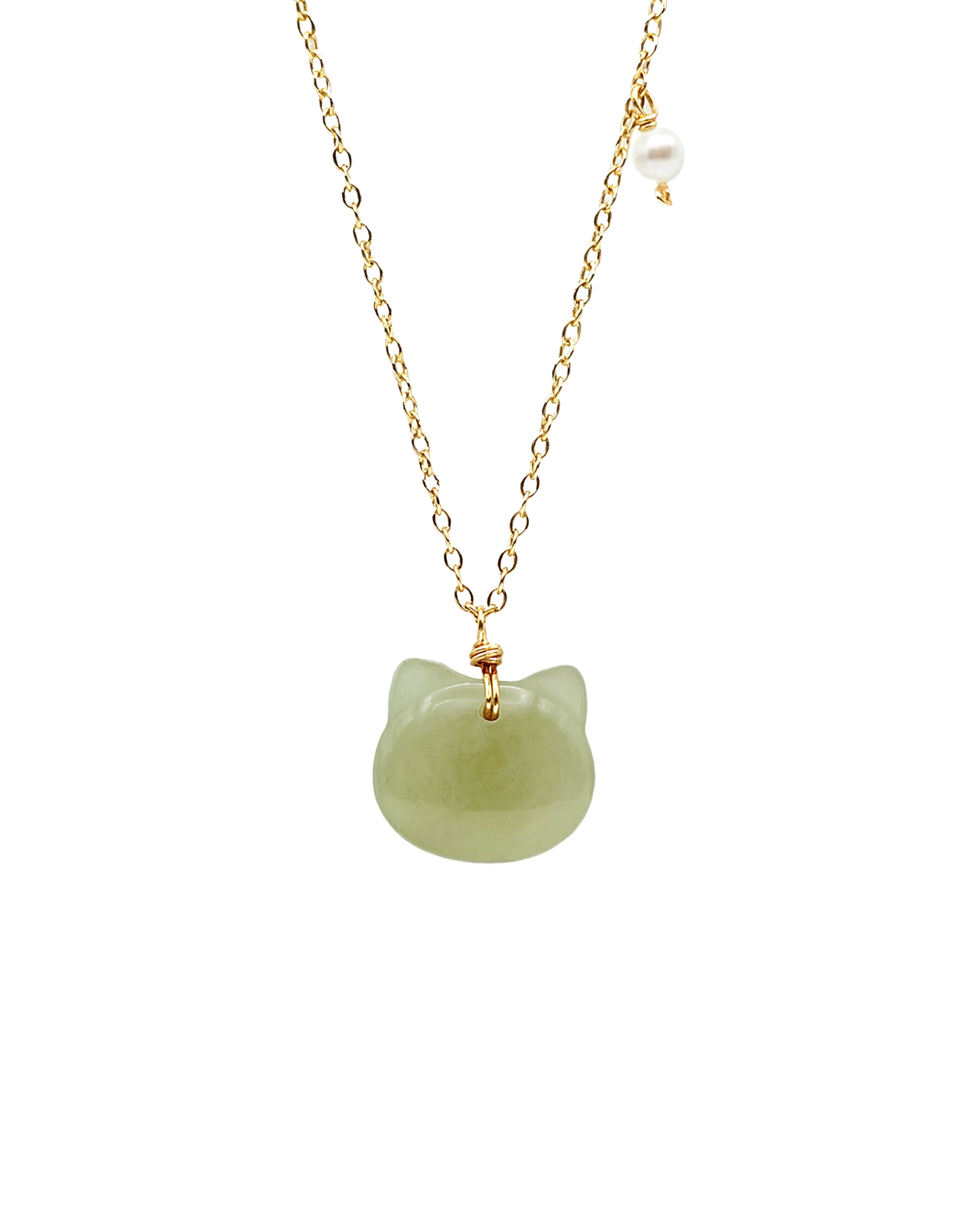 seree - Choupette — Cat Green Jade Pendant Necklace