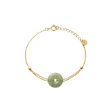 seree - Coin — Green Jade Gold Bracelet