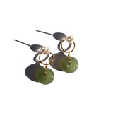 seree - Coin — Green Jade Hollow Earrings