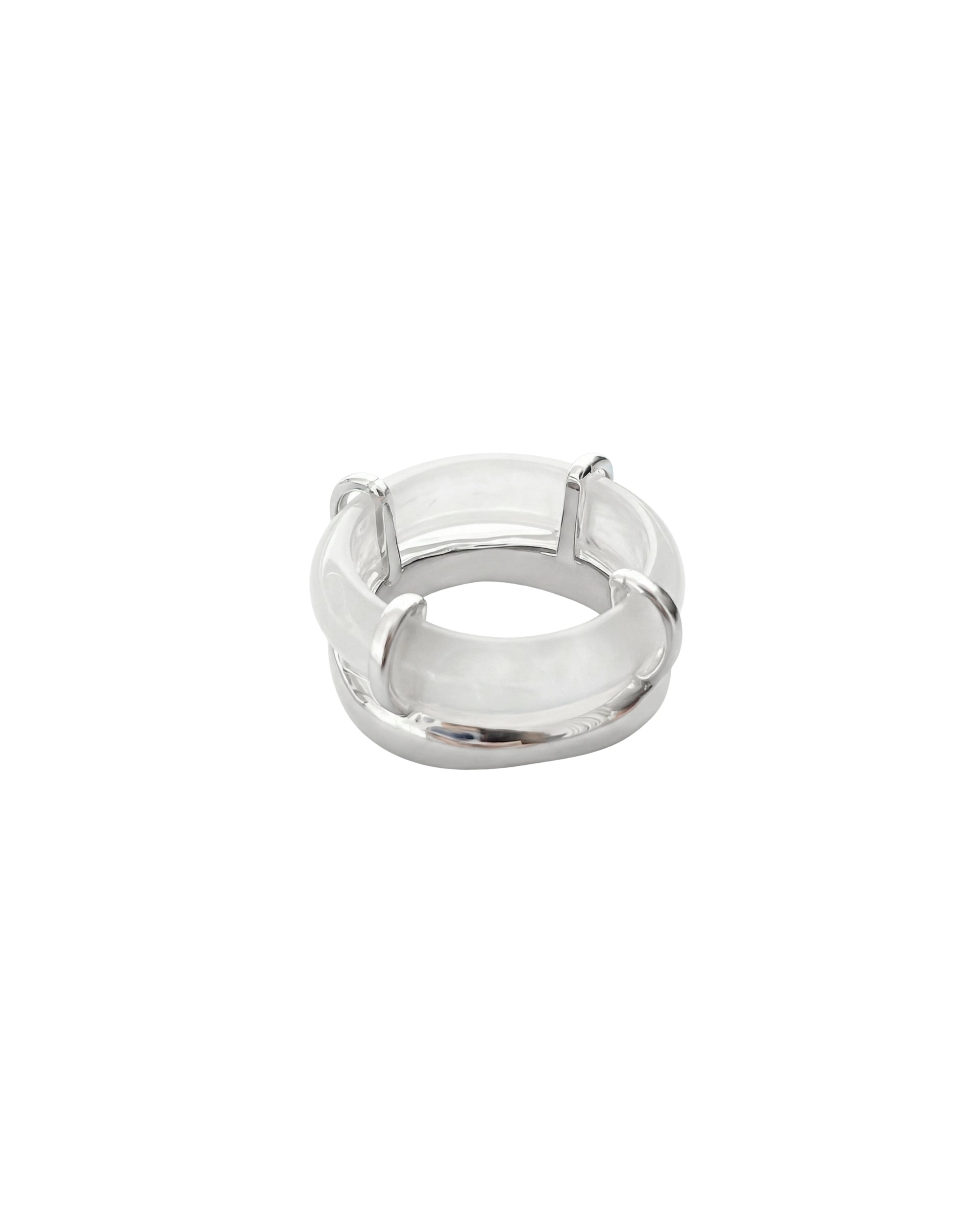 seree - Cove White Jade Stone Sculpted Ring