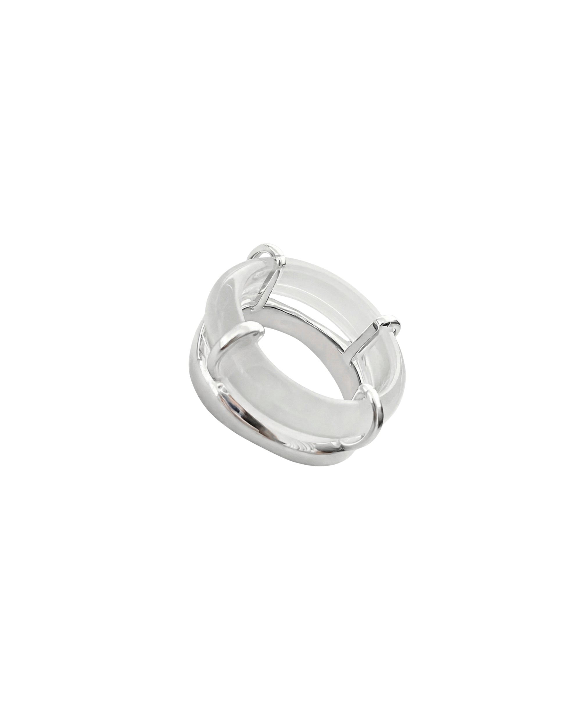 seree - Cove White Jade Stone Sculpted Ring