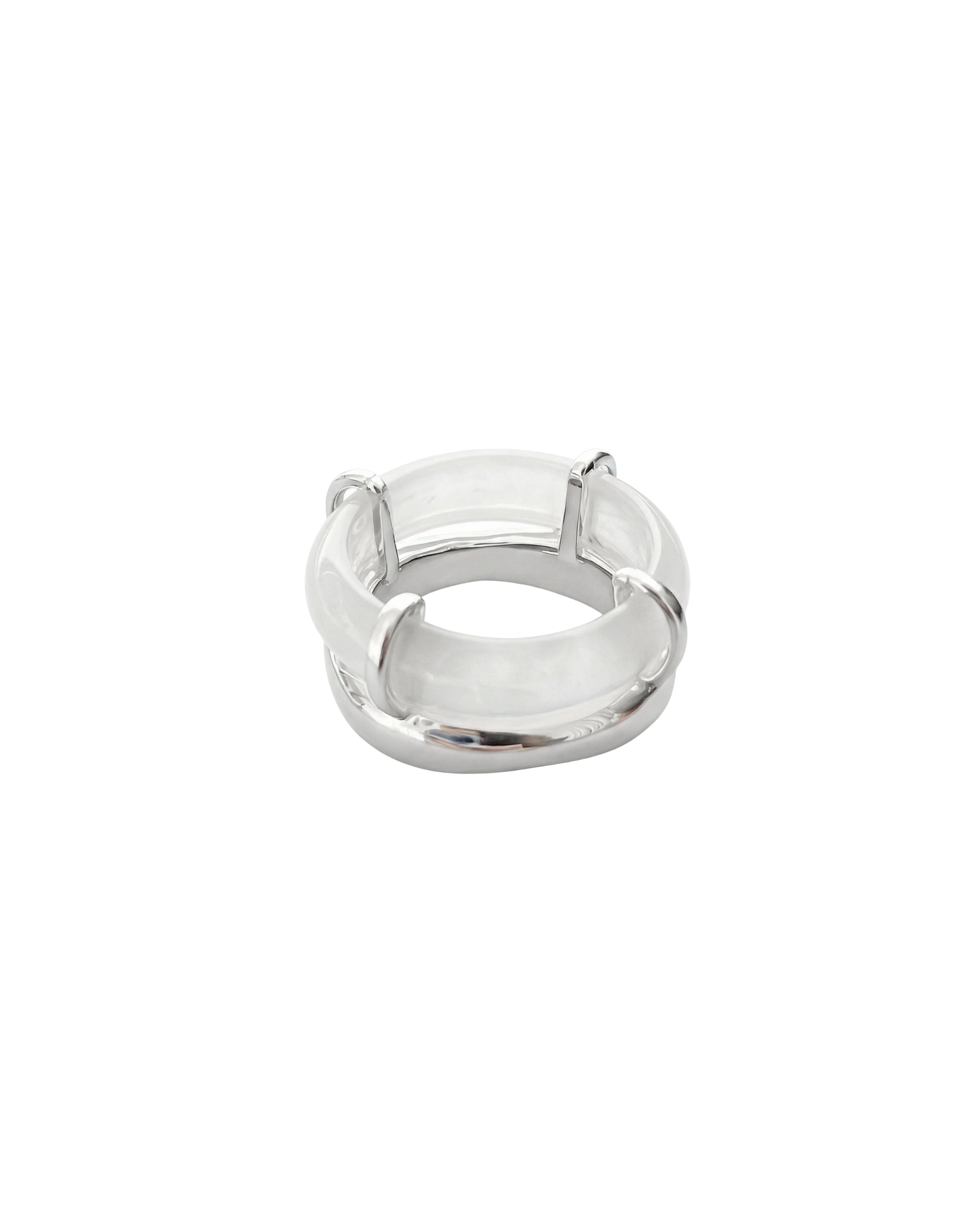 seree - Cove — White Jade Stone Sculpted Ring