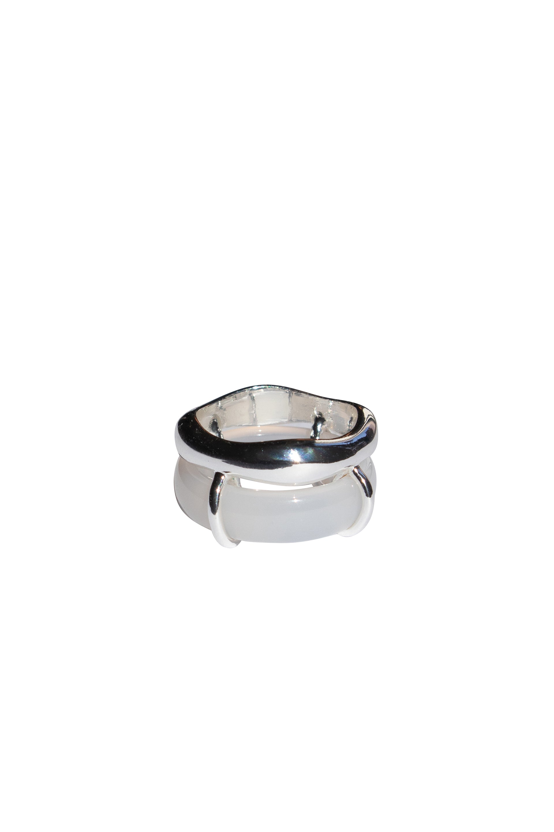 seree - Cove White Jade Stone Sculpted Ring