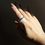 seree - Cove White Jade Stone Sculpted Ring