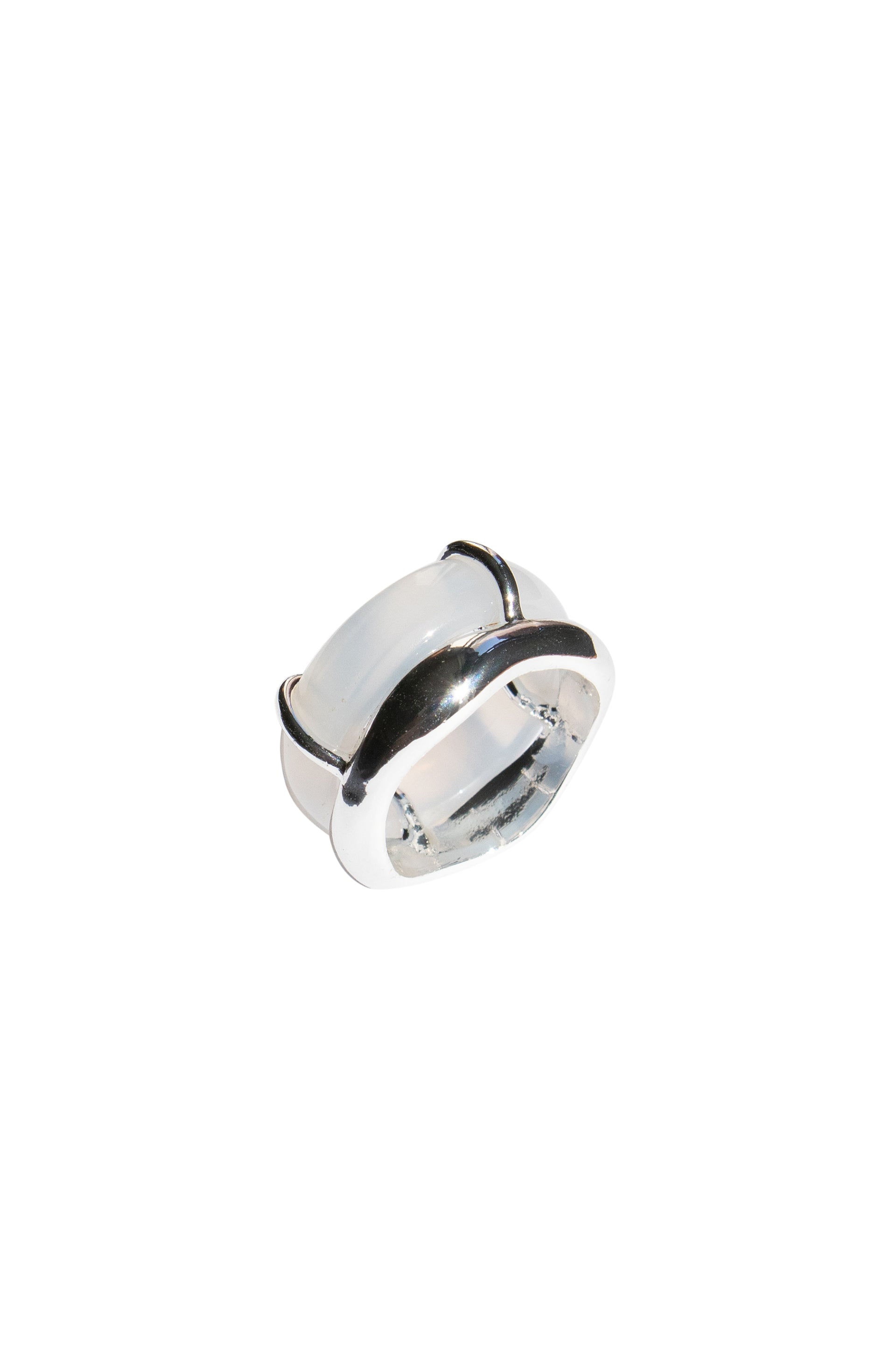 seree - Cove White Jade Stone Sculpted Ring