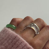 seree - Cove White Jade Stone Sculpted Ring