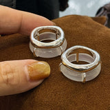 seree - Cove White Jade Stone Sculpted Ring