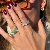 seree - Cove White Jade Stone Sculpted Ring