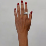 seree - Cove White Jade Stone Sculpted Ring