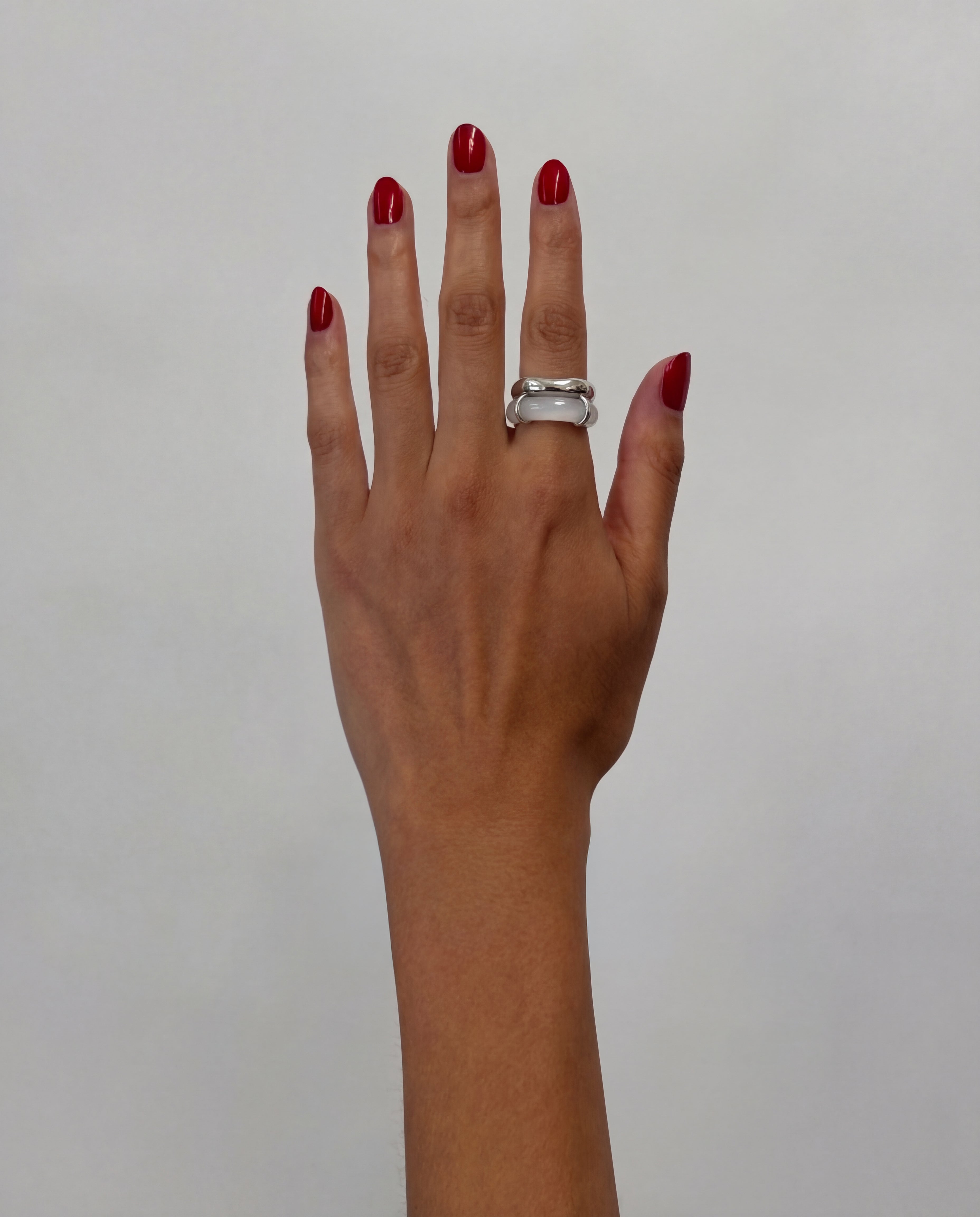 seree - Cove White Jade Stone Sculpted Ring