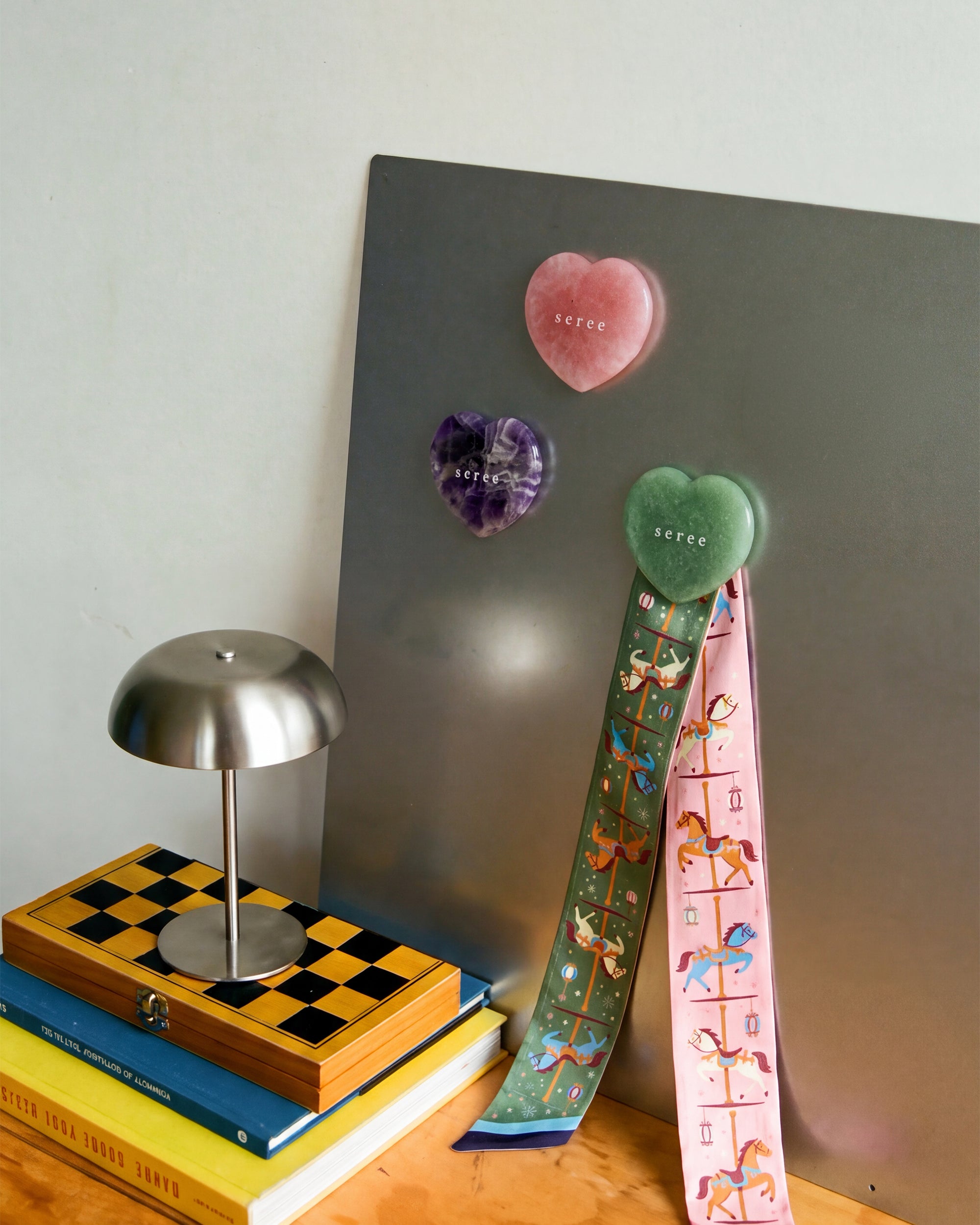 seree crystal magnets in green pink purple color on fridge 3