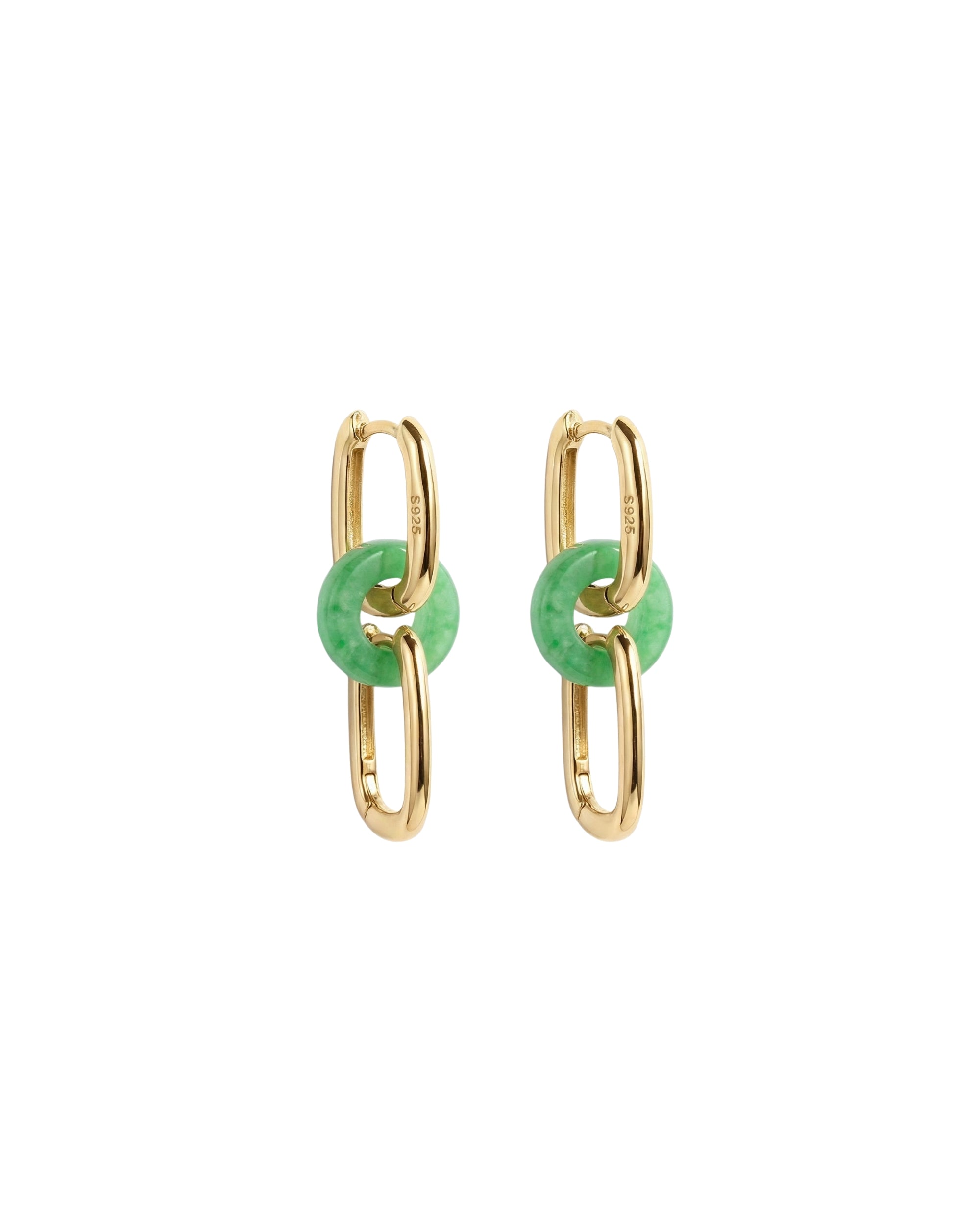 Della — Convertible Link Jade Earrings in Gold Plated