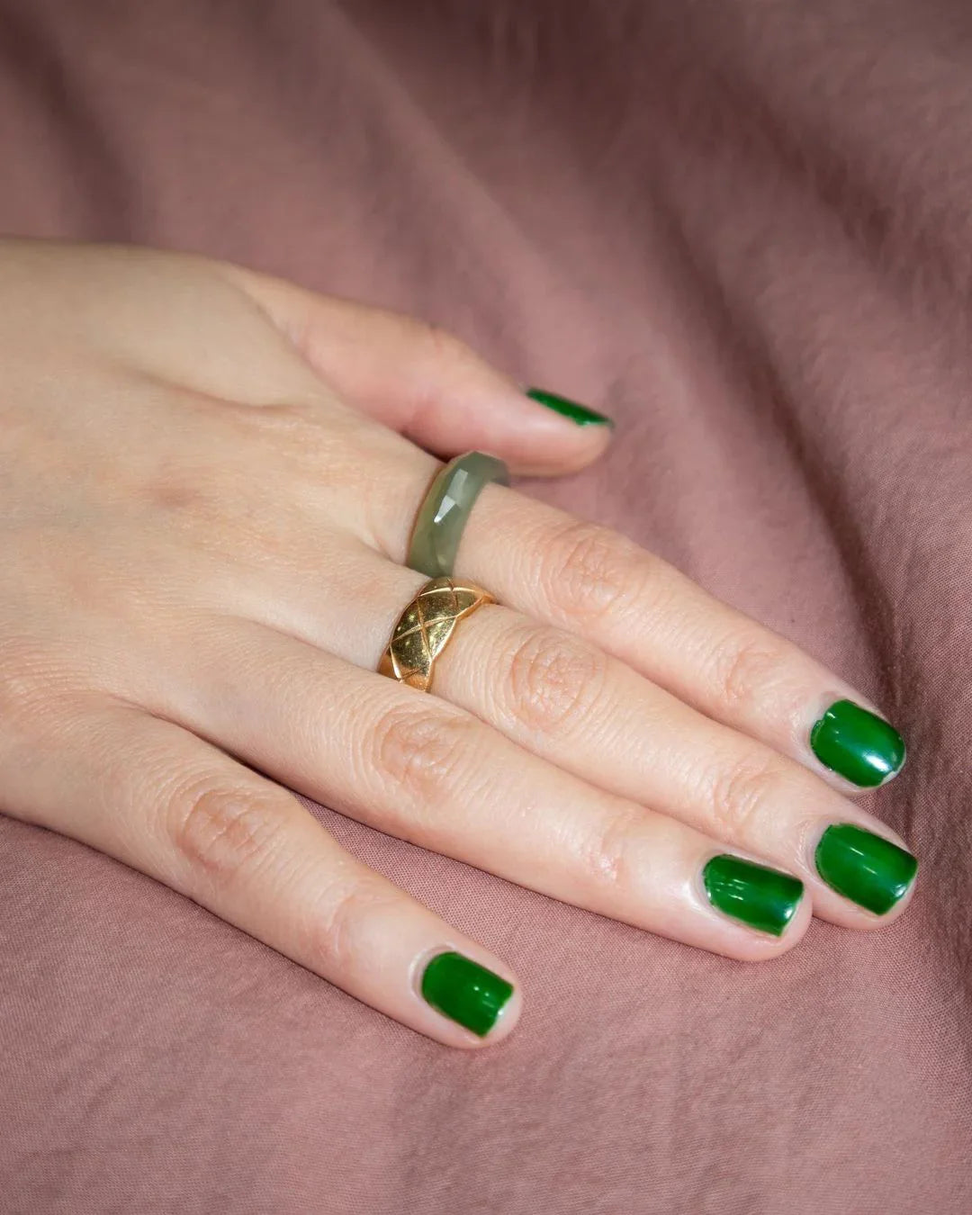 seree - Dia — Structured Green Jade Ring