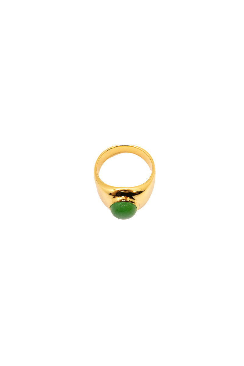 Dome — Green chalcedony signet ring
