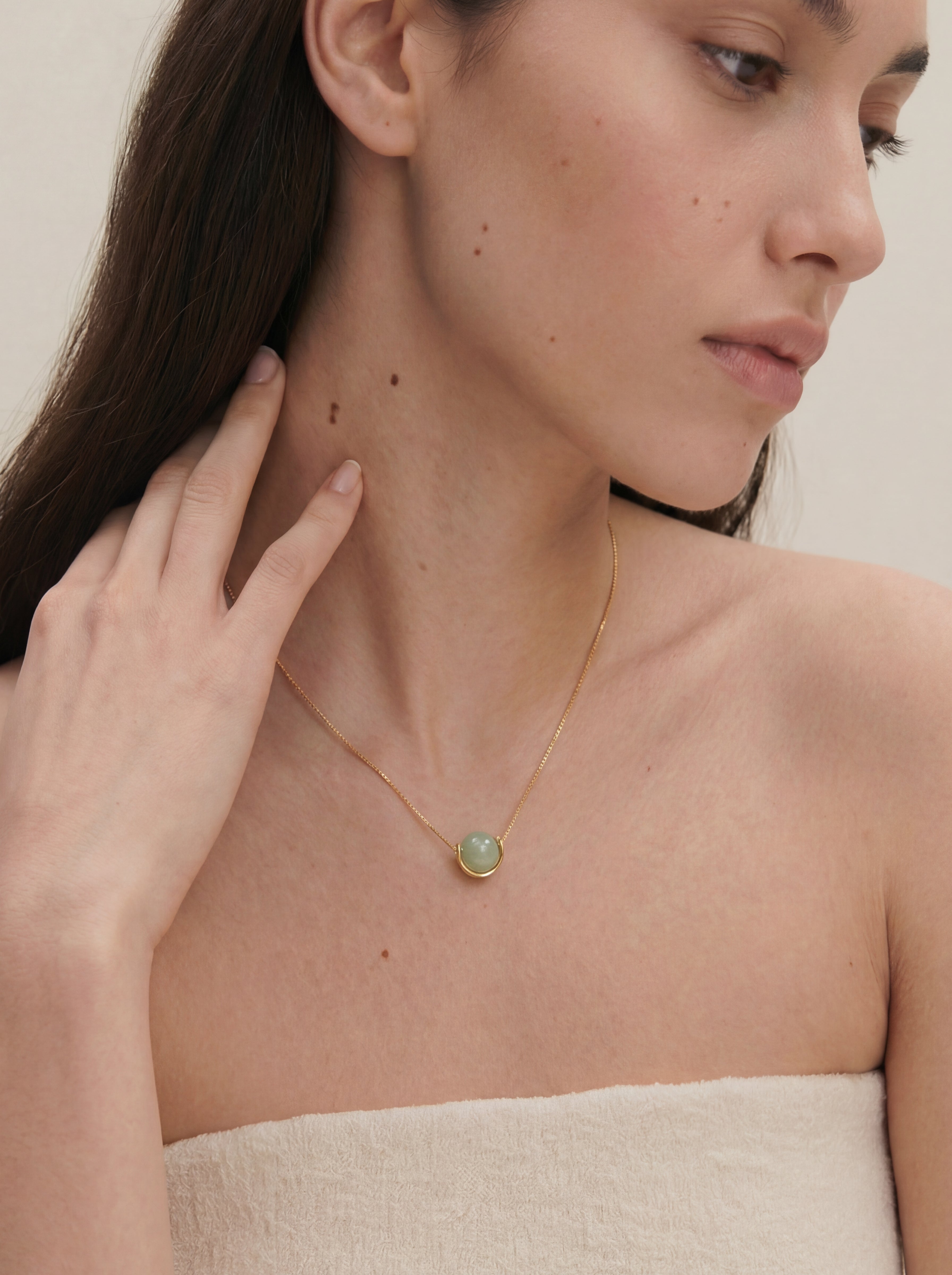 seree - Equinox — Green Bead Jade Necklace