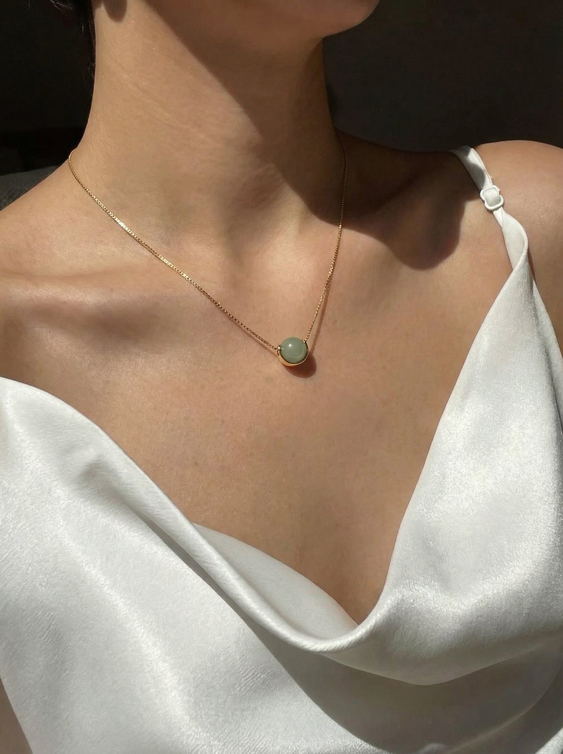 seree - Equinox — Green Bead Jade Necklace