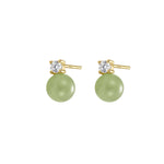 seree - Esther — Green Jade and Zircon Stud Earrings