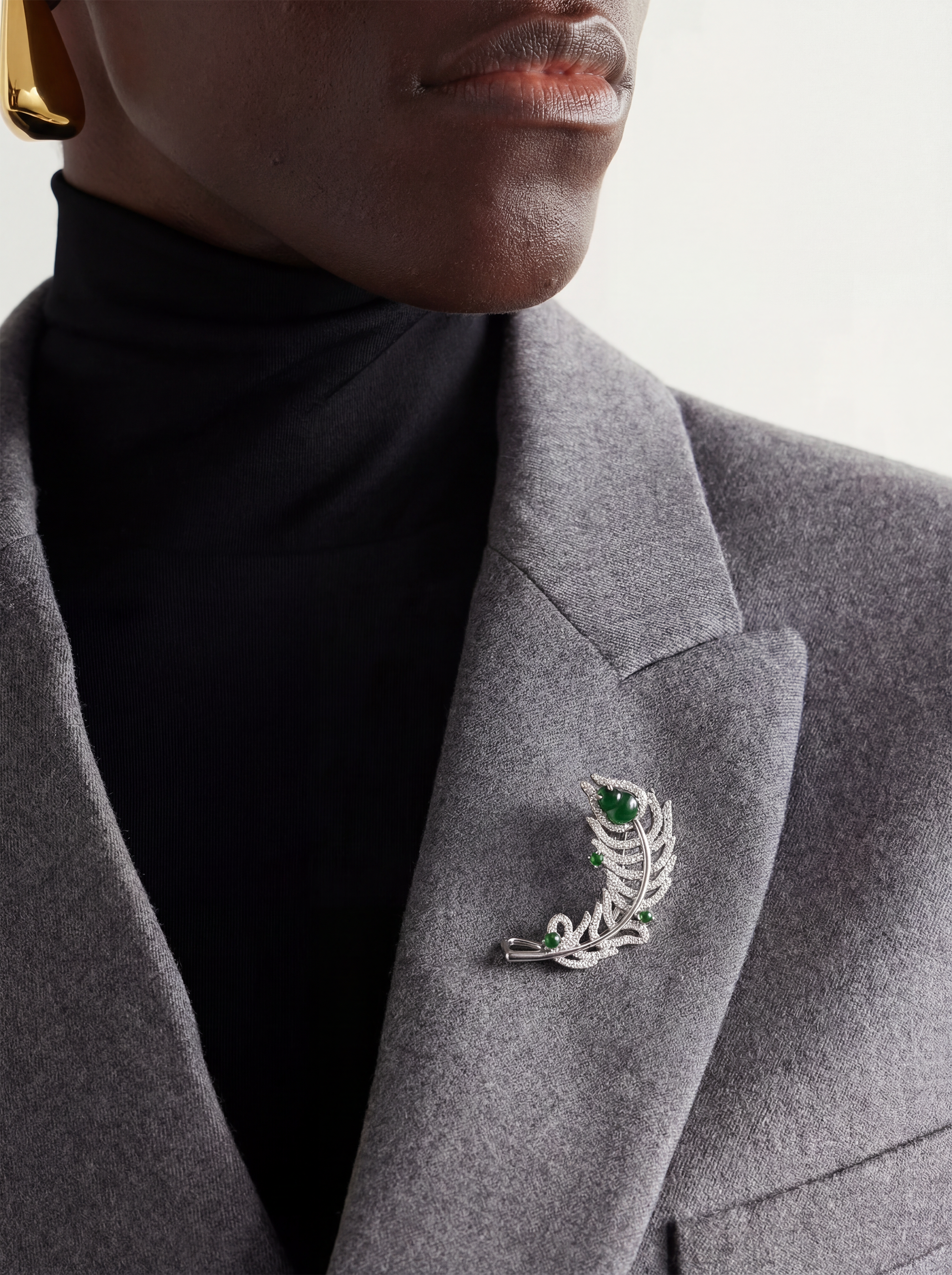 Feather — Jade Brooch